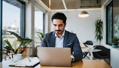 Obraz premium businessman working on laptop in the office