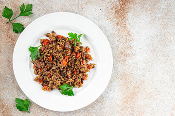 rice with lentils and vegetables fresh healthy eating cooking appetizer meal food snack on the table copy space food