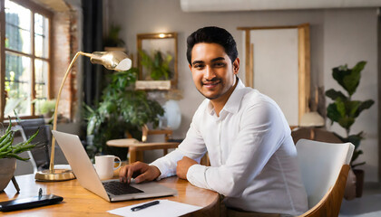 Obraz premium businessman working on laptop in cafe