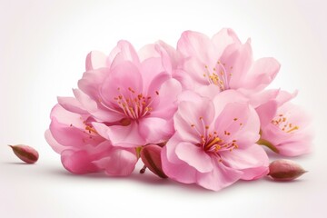 Fototapeta na wymiar Pink almond flowers isolated on transparent background. Generative AI