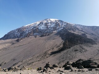 Beautiful mountain views from above the clouds on Mount Kilimanjaro in Tanzania, Africa