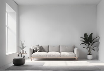 modern bright room with sofa and plants. 3d illustration modern bright room with sofa and plants. 3d illustration modern interior with sofa. 3d illustration