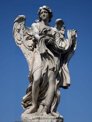 Vertical of an angel statue from Castel Sant Angelo in Rome, Italy