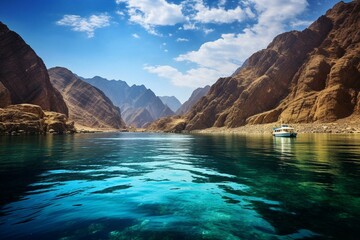 Stunning fjord bay in Taba, Egypt. Generative AI - obrazy, fototapety, plakaty