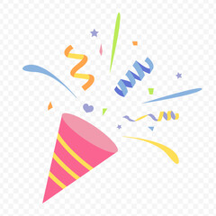 celebrate party object with party popper,glitter.Vector illustration for postcard,sticker,kid book