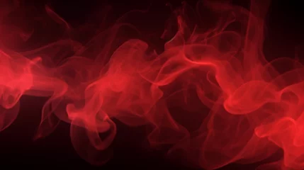 Foto op Plexiglas Arrière-plan de fumée de couleur rouge sur un fond noir. Fond pour conception et création graphique. © FlyStun