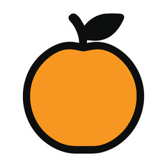 Orange fruit with leaf icon, simple vector illustration isolated