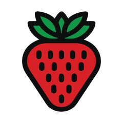 Red strawberry fruit, vegetarian element, poster, Natural, organic dessert sweet, vector illustration isolated on white background