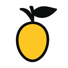 Marian plum fruits icon, yellow mango plum, simple vector illustration