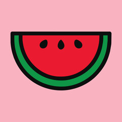 Watermelon icon, fruit logo, vector isolated on pink background