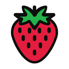 Strawberry fruit, vegetarian element, poster, Natural, organic dessert sweet, vector illustration isolated on white background