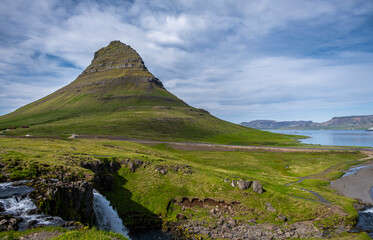 View of the Kirkjufell mountain (Church mountain), in the Snaefellsnes peninsula, west Iceland, Europe