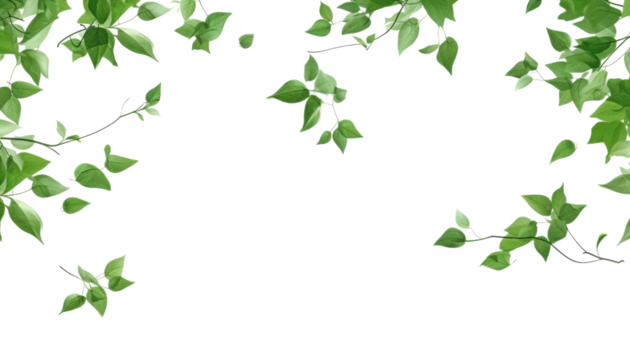 green leaves frame isolated on transparent background cutout