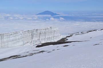 The glaciars of Uhuru Peak at the top of Mount Kilimanjaro in Tanzania, Africa