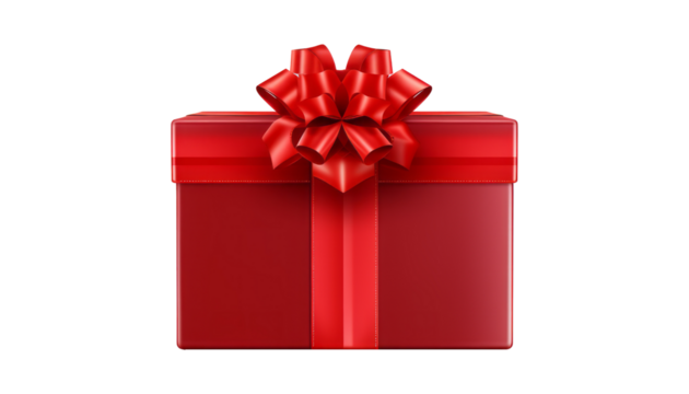 3d red gift box isolated on transparent background cutout
