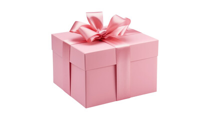 pink gift box isolated on transparent background cutout