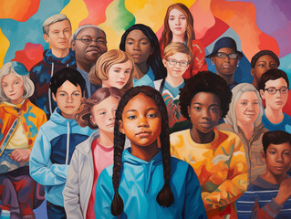 group of young people in a composition standing for Diversity, Equity and Inclusion