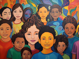 group of people in a composition standing for Diversity, Equity and Inclusion