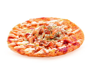 yummy sausage Pizza on transparent.