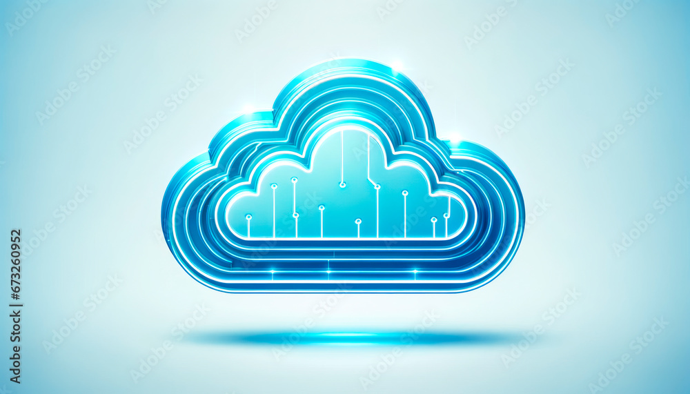 Poster Cloud computing technology abstract background. Generative AI