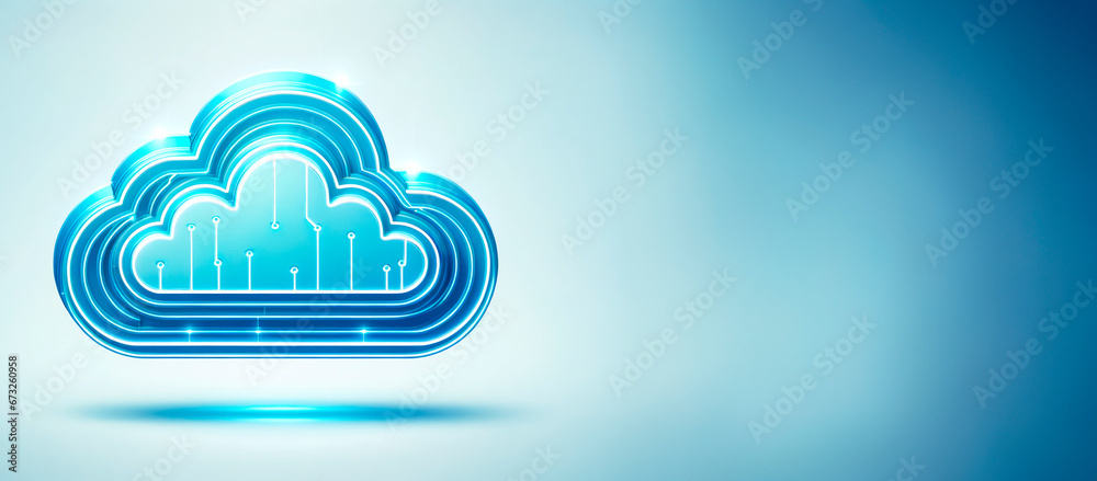 Aufkleber Cloud computing technology on abstract gradient background. Graphic design template. Generative AI
