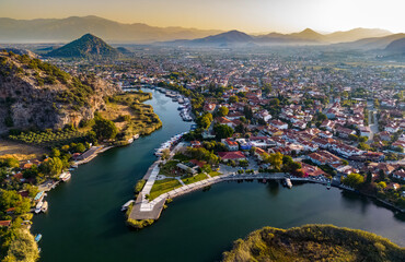 Fototapeta premium Aerial view of Dalyan in Mugla Province, Turkey