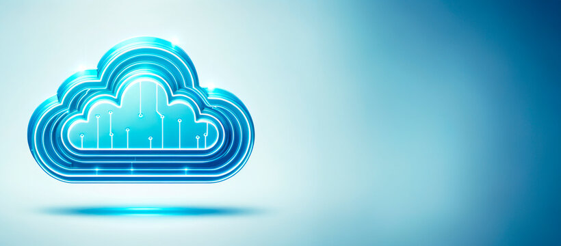 Cloud computing technology on abstract gradient background. Graphic design template. Generative AI