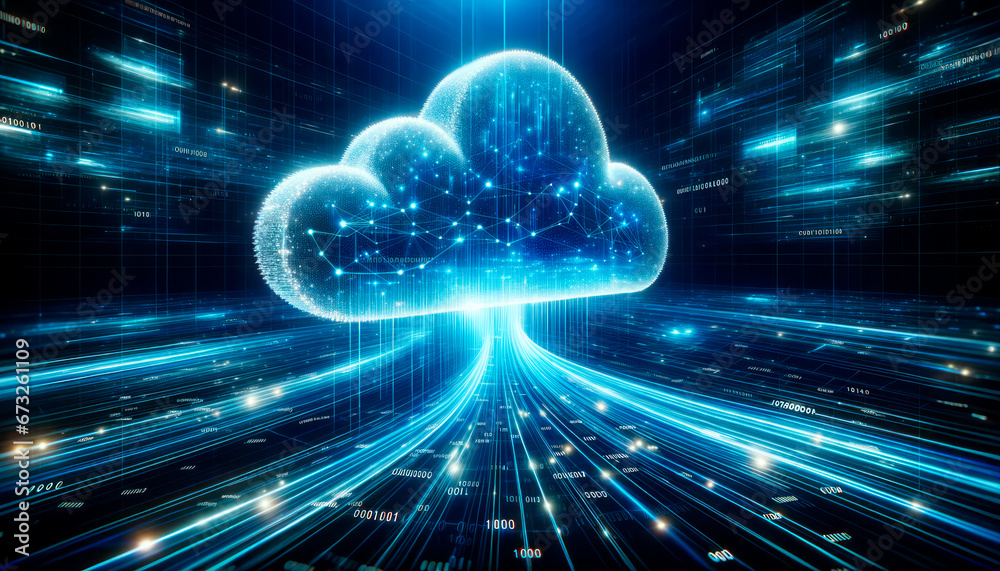 Poster Cloud computing technology concept. Abstract digital background. Generative AI