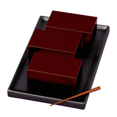 Japanese dessert mizu yokan , red bean jelly , 3d rendering on a transparent background