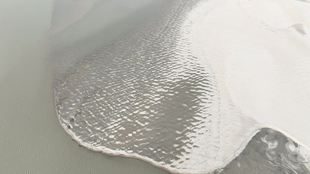 Rivers dried up during winter season leaving huge sandbars behind. Rivers in winter. Sandbar pattern in river beach, sariakandi, bogura, bangladesh