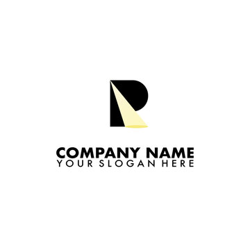 Letter P with spotlight logo design concept. Vector illustration