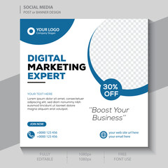 Digital Marketing Social Media Post banner Template, social media post banner design template. business marketing post. Digital marketing agency post banner, Digital marketing expert banner.