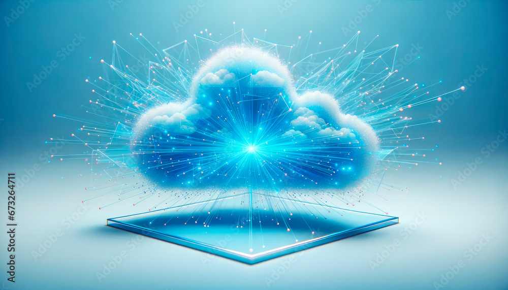 Poster Cloud computing concept. Network and technology background. Generative AI