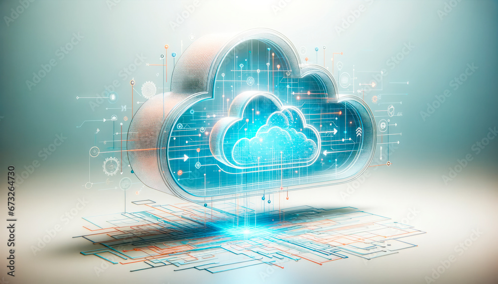 Poster Modern technology and cloud computing concept. Generative AI