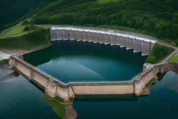 Fototapeta na wymiar Itaipu dam on river Parana, hydroelectric power station dam