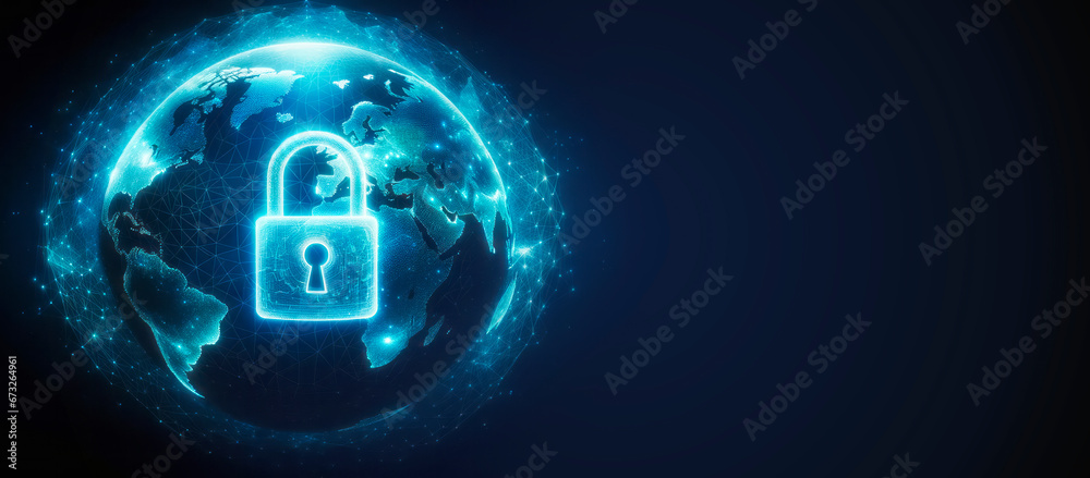Poster Cyber security and information technology concept. Generative AI