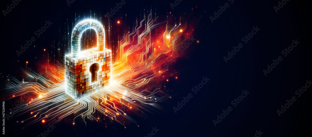 Poster cyber security and information or network protection. generative ai