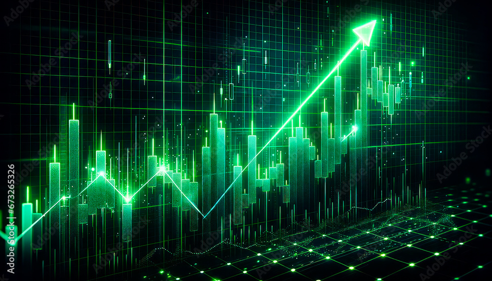 Poster financial graph on technology abstract background represent stock market analysis. generative ai