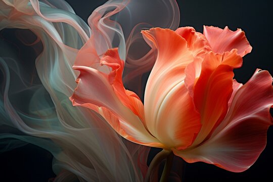 A captivating image featuring a beautifully swirling tulip. Generative AI