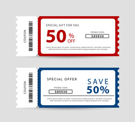 Obraz premium Gift voucher card template design. Sales promotion discount coupon. Vector illustration