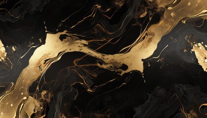 Luxury Black And Gold Marble Pattern Texture Background. Liquid. Stone. Backdrop. Wallpaper....