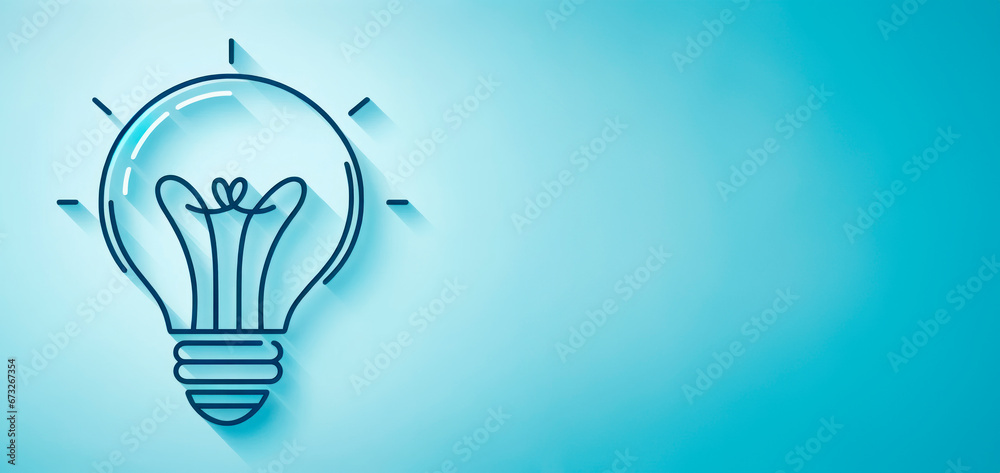 Poster light bulb with concept of idea icon isolated on blue background. energy and idea symbol. inspiratio