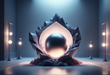 abstract background with geometric shapes abstract background with geometric shapes 3d rendering of a futuristic sci - fi futuristic podium with a dark background, abstract design, for any purposes. a - obrazy, fototapety, plakaty
