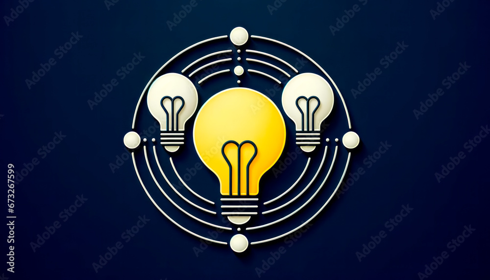 Poster Idea concept with light bulb icon on dark background. Generative AI