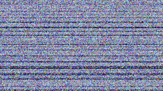 Static noise of TV broadcast error texture with black stripes and colored pixels. No signal or VHS glitch seamless pattern. Abstract vector background.