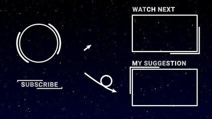 outro end screen video next video my suggestion green screen animation outro end screen social media channel content looping alpha greenscreen animation with a space and star theme