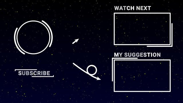 outro end screen video next video my suggestion green screen animation outro end screen social media channel content looping alpha greenscreen animation with a space and star theme