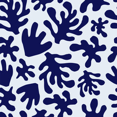 Vector Pattern Abstraction in the style of Matisse.Carved from paper by hand.Botany, tropical leaf plant branch silhouette.Modern decoration, trendy minimalist style.Print for textiles.Packaging.