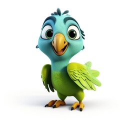 Fototapeta premium Cute Cartoon Parrot Bird Isolated On a White Background 