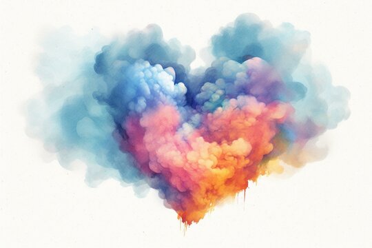 a cloud-like watercolor heart. Generative AI